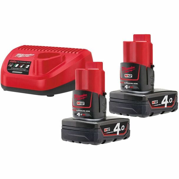 Milwaukee Battery and Charger Kit, M12NRG-402, 12V, 4.0Ah - Toolstrading.qa